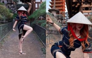 QQlive chia sẻ bức ảnh phản cảm khi hot girl mặc váy xẻ đùi đi chùa