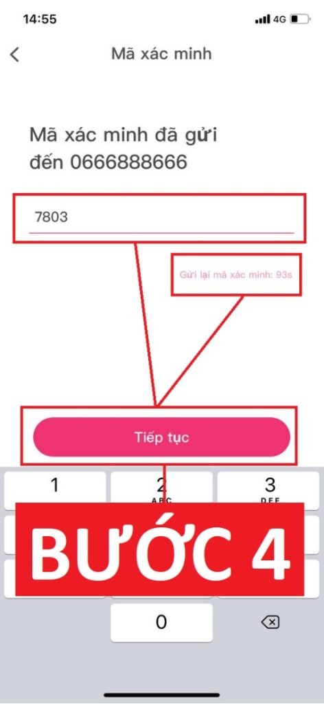 Bước 4: Nhập mã OTP để tạo tài khoản QQLive