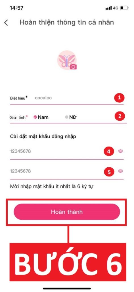 Hoàn thiện thông tin cá nhân khi tạo tài khoản QQLive