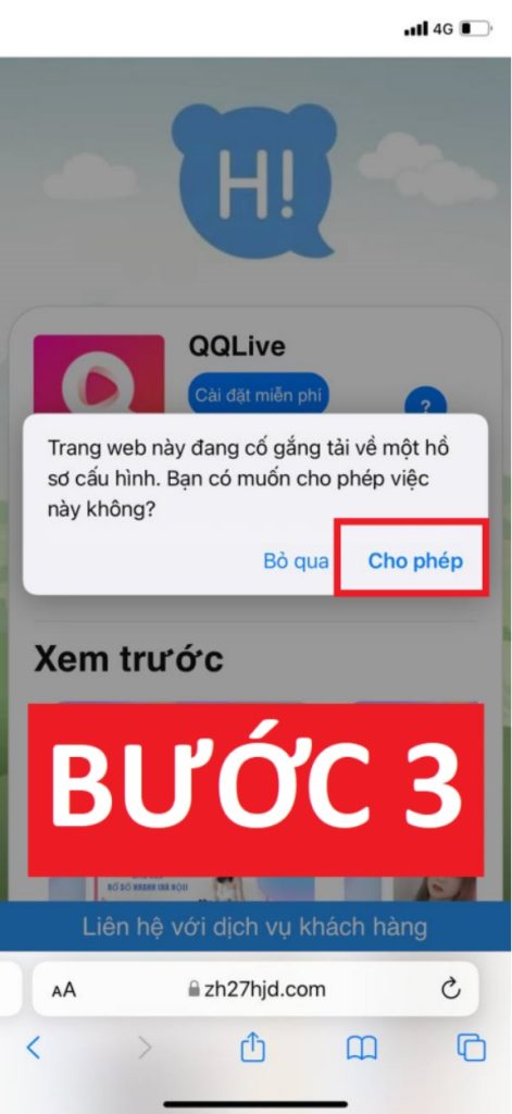 Bước 3: Cho phép tải cấu hình QQLive trên iPhone