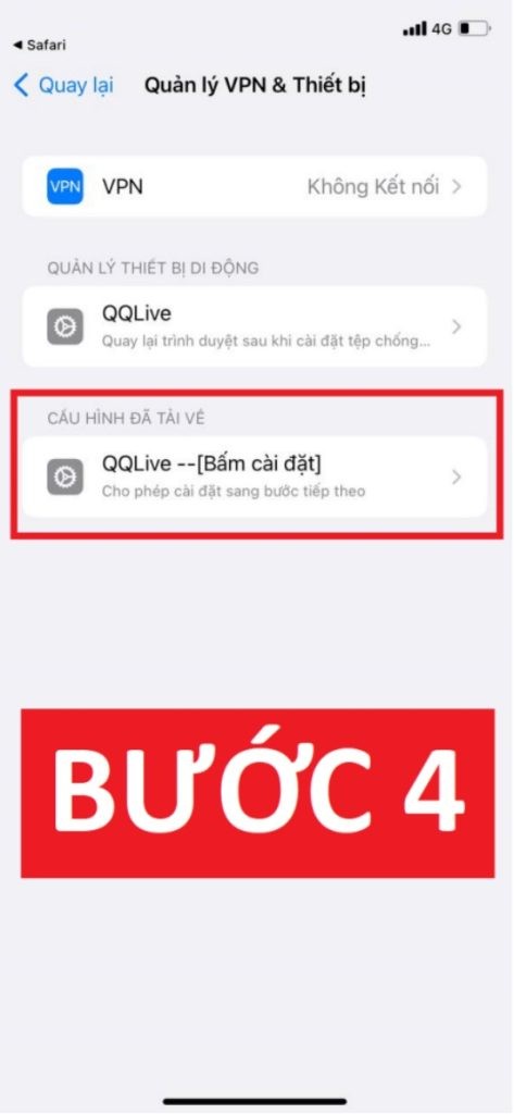 Bước 4: Cài đặt QQLive trên iPhone qua Cấu hình