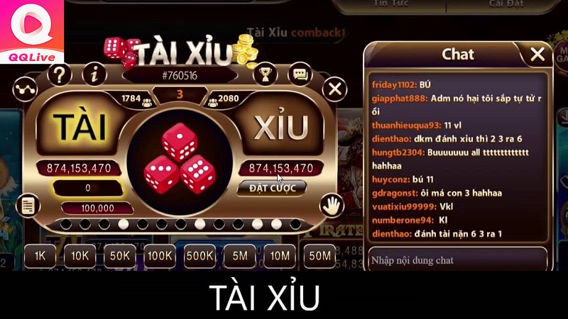 Chơi tài xỉu QQLive theo người hên