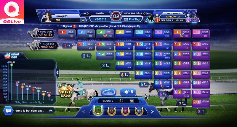 Bảng xếp hạng game đua ngựa online QQLive