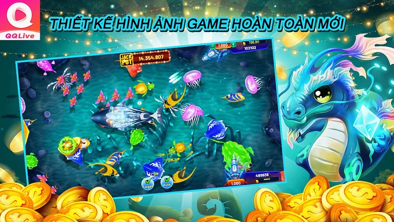 Đồ họa đẹp mắt trong bắn cá thần tài QQLive