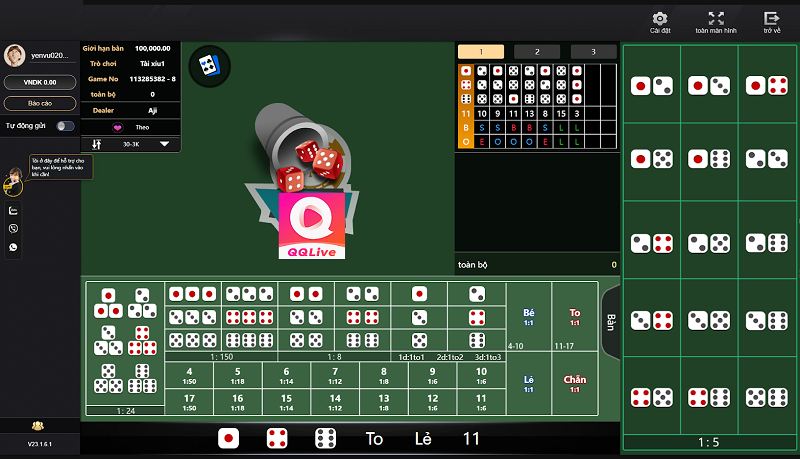 Đổ xí ngầu trong tài xỉu QQLive