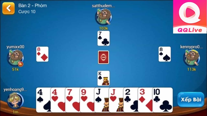 Chơi phỏm 52 lá chuẩn bị cây chốt trên QQlive