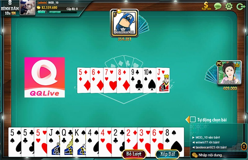 chơi đánh tiến lên qqlive ios