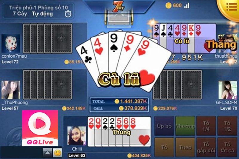 Vào QQLive Chơi Game Xì Tố 7 Cây Thả Ga - Tất Tay Cực Đỉnh 3 game xì tố online