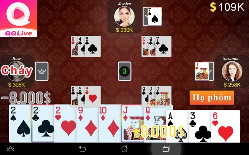 Phỏm Tá Lả QQLive – Hạ bài và tính điểm